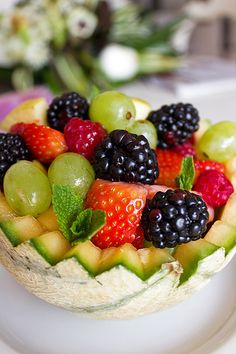 a fruit dish is displayed on a plate