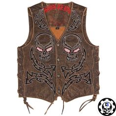 Sleeveless Skull Motorcycle Jacket Skull Motorcycle, Rock Style Clothing, Motorcycle Vest, Biker Outfit, Black Pants Men, Look Rock, Rock Outfit, Skull Clothing, Style Vest