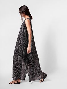 Pleated Maxi Dress | Banana Republic Dress Georgette, No Waist, Pleated Maxi Dress, Pleated Maxi, New Month, Georgette Fabric, Summer Breeze, Black Dots, My Personal Style