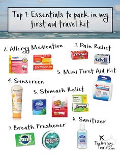 the top 7 essentials to pack in my first aid travel kit