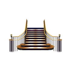 a set of stairs with railings and handrails on either side, isolated against a white background