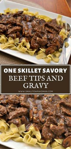 one skillet savory beef tips and gravy