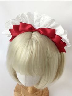 Elevate your Lolita ensemble with our enchanting bowknot sweet maid KC, available in three captivating colors: black, wine red, and pink. This headpiece is the perfect blend of elegance and cuteness, designed to make you stand out at any event or gathering. Whether you're attending a Lolita tea party, a cosplay event, or simply want to add a touch of kawaii to your everyday look, this headpiece is a must-have accessory. Cute Party Headband With Bow, Cute Bow Headband For Party, Maid Headpiece, Pink Cat Maid Outfit, Harajuku Red Ruffled Dress, Big Bows, Reasons To Smile, Lolita Fashion, Wine Red