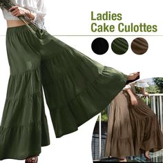 Women's Wide Leg Pants Vintage Solid Casual Elastic Waist Long Pants Trousers Description: Product Features： Main Material:Polyester Popular Element:Ruffle,Wide Leg Pant Occasion:Daily,Vacation,Casual,Travel Style:Casual Features:Adjustable Length:Full-length Waist:High Waist Fit Type:Wide Leg Pattern:Solid Season:Four seasons Size:S,M,L,XL,XXL Garment Care:Hand Wash,Machine Washable Care Instructions： Wash before wear Cold gentle machine wash Do not bleach Drip dry / Spin Dry Do not wash with light colors   Package Included: 1 x Pant Ladies Wide Leg Pants, Theatre References, Bleach Drip, Wide Leg Pants Pattern, Technical Theatre, Hippie Pants, Womens Wide Leg Pants, Cakes For Women, Pants Elastic Waist