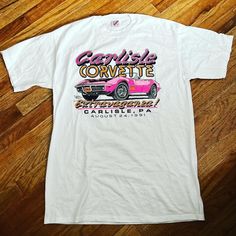 1991 Carlisle Corvette Show Printed On Vintage Jerzees Two In Stock Both Size Large New Without Tags 90s Style White Shirt With Screen Print, Vintage White Crew Neck Shirt, White Vintage Top With Vintage Print, Retro White Shirt With Front Print, White Dtg Printed 90s Tops, White Crew Neck Top With Vintage Print, 90s Style White Tops With Vintage Print, White Vintage Print Crew Neck Top, Vintage White Shirt With Letter Print