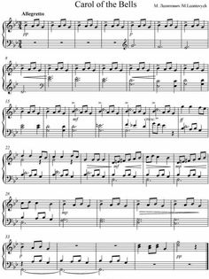 sheet music with the words carol of the bells