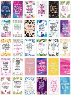 the bible bookmarks are shown in different colors and font, with flowers on them