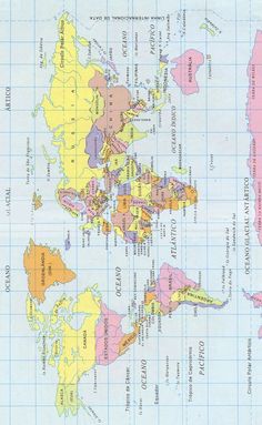 a map of the world with countries in different colors and lines on it's sides