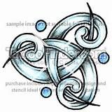 an artistic tattoo design with swirls and bubbles on white paper, in the style of celtic