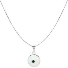 PRICES MAY VARY. "CHOOSE YOUR CHARM" EVIL EYE CHARM NECKLACE - Choose from RED, WHITE or BLUE Evil Eye Charms for your 20" necklace. You can also order ALL THREE charms with a single chain necklace and switch them as you see fit. CLASSIC 10 MM WHITE GLASS EVIL EYE CHARM on 20 INCH ITALIAN SILVER NECKLACE - This is the classic Evil Eye Charm necklace with the traditional white 10 MM Turkish glass evil eye charm on an Italian Made 925 Sterling Silver box link chain. UNISEX NECKLACE and SPRING RING White Gold Sterling Silver Necklace With Evil Eye, Sterling Silver Evil Eye Charm Necklace, Sterling Silver Charm Necklace With Evil Eye Round Pendant, Spiritual Sterling Silver Evil Eye Necklace, Sterling Silver Evil Eye Pendant Charm Necklace, Light Weight Jewelry, Protection Necklace, Unisex Necklace, Blue Evil Eye