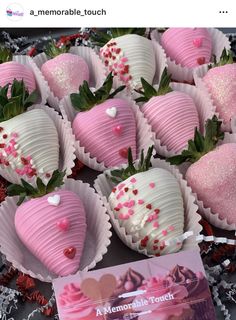 chocolate covered strawberries with sprinkles and hearts on them for valentine's day