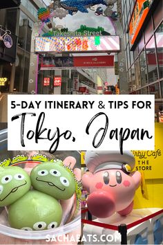 Harajuku, Kirby Cafe, and the green alien mochi from Tokyo Disney Sea. The title says 5 day Itinerary and tips for Tokyo, Japan 5 Days In Tokyo Japan, 5 Days In Japan, 5 Days In Tokyo, Tokyo Best Places To Visit, What To See In Tokyo, Tokyo Japan Itinerary, What To Do In Osaka Japan, Tokyo 5 Days Itinerary, Tokyo Neighborhood Guide