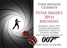 Casino Royale / James Bond Printable INVITATION - for Birthday or Bachelor Party Gala Dinner Invitation