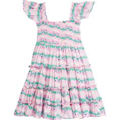 This dress is called the Twirl for a reason! The ruffled sleeves, elastic ruching, and tiered skirt makes this dress stylish and absolutely perfect for pirouettes! Wear it as a pool cover-up or dress it up for a picnic - this dress is incredibly versatile! | BISBY | Twirl Dress, Alli Stripe (Multicolor, Size 12Y) | Maisonette collects the best children’s products from around the world (unlike Zulily, Etsy, The Tot, Farfetch Kids, Childrensalon, Crate and Kids, Kohls, Wayfair, Buy Buy Baby, Nordstroms, Mini Boden, J.Crew Factory, or PotteryBarn Kids), creating a curated shopping experience for you. Think of us as your shortcut to fashion for litte ones! Cute Ruffled Tiered Dress For Garden Party, Cute Tiered Dress With Smocked Back, Playful Tiered Dress With Ruffle Hem, Cute Tiered Dress With Ruffle Hem, Cute Tiered Dress For Garden Party, Flutter Sleeve Smocked Dress With Ruffles For Garden Party, Garden Party Smocked Dress With Ruffle Hem And Sleeves, Casual Pink Tiered Dress With Ruffled Straps, Pink Ruffled Tiered Dress For Garden Party