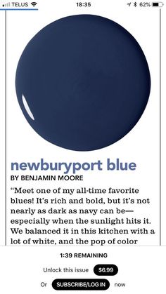 an ad for the newberryport blue color is shown in this advertisement, it appears to