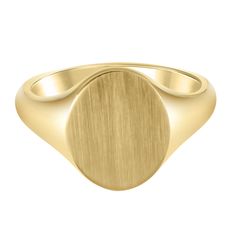 This oval signet ring glistens in classic 10K yellow gold and is a must-have for any jewelry box. Wear this timeless accessory plain or engraved for a personalized touch. Simple and sophisticated, the solid yellow gold design stands out with its alluring shine. | Oval Signet Ring | 10K Yellow Gold | Size 10 | Helzberg Diamonds Oval Signet Ring, Measure Ring Size, Country Rings, Helzberg Diamonds, Classic Metal, Timeless Accessories, Anniversary Bands, Ring Size Guide, Types Of Rings