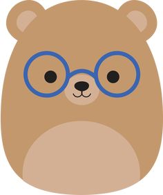 a brown bear with glasses on it's face