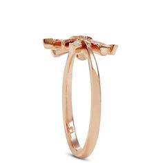 Rose gold creates a lively backdrop for diamonds in this fun and fashionable flower shaped ring. You’ll love the way 14k rose gold brings a new flavor to your ring collection and pairs perfectly with yellow or white gold accessories. The accenting diamonds highlight the creative design and make this a great option for fun night out. Fine Jewelry Rose Gold Diamond Flower Ring, Rose Gold Flower Diamond Ring Fine Jewelry, Rose Gold Flower-shaped Diamond Ring, Luxury Rose Gold Diamond Flower Ring, Fine Jewelry Rose Gold Flower Ring, Rose Gold Diamond Flower Ring, Luxury Rose Gold Flower Ring With Diamond Accents, Rose Gold Flower Shaped Fine Jewelry Ring, Flower Shaped Rose Gold Diamond Ring