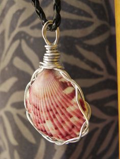 a sea shell in a wire wrapped pendant