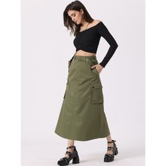 The long cargo skirt pockets and tie waist ends add elegant to the overall look, while the ruched detailing adds a touch of elegance. Whether you're going to a club, a party, or just hanging out with friends, these cargo skirts long are versatile enough to suit any occasion. Y2K cargo skirts for women are designed with functional pockets, you no longer have to flip your bags! Pair them with a crop top, tank top, or a stylish shirt for a chic and fashionable look. Y2k Fashion Skirt, Straight Long Skirt, Y2k Skirts, Cargo Skirt, Women Midi, Women's Skirts, Skirts With Pockets, Stylish Shirts, Y2k Fashion