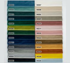 the color chart for different colors of fabric