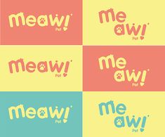 four different types of words that say meow, meow, meow and meow