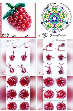 instructions to make beaded raspberries with beads