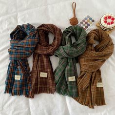 Cozy Fall Plaid Scarf (4 Colors) Scarves Aesthetic, Cottagecore Scarf, Scarf Aesthetic, Cottagecore Goblincore, Fall Plaid, Fall Scarves, Teal Orange, Winter 2024, Cozy Fall