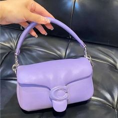 Coach Pillow Tabby Shoulder Bag 18 C3880 Length: 2.5" Height: 7.25" Width: 4.0" Coach Bag Outfit, Coach Pillow Tabby, Coach Pillows, Purple Coach, Tabby Shoulder Bag, Hot Bags, Bags Coach, Purple Bags, Coach Bag