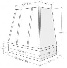 a drawing of a chimney with measurements for the top and bottom section, including height