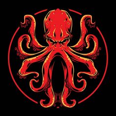 an orange octopus in a red circle on a black background with the words,'kraken'written below it