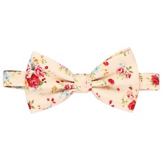 This ivory floral bow tie has it all. The design is simple for casual wear, but elegant enough for your wedding day. We love this one for matching light pink bridesmaid dresses. The bow tie is made from 100% cotton and has a non-shiny finish. It's pre-tied with an adjustable band collar, so it's an easy-to-wear style for groomsmen. Make this bow tie a set by adding the matching pocket square, available for purchase. Product Features Pre-tied band collar bow tie Men's size Bow measures approximat White Bow With Tie Back For Spring, Classic White Bow For Summer, Classic Summer Bow Tie With Decorative Bow, Spring Wedding Bow, Classic Summer Bow With Bow Tie Back, Classic Bow With Bow Tie Back For Summer, Cotton Bow For Spring, Classic White Bow Tie For Spring, Elegant White Bow Tie For Spring