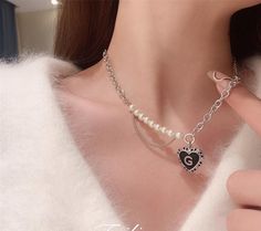 Type: Accessories
Material: Alloy, artificial pearl, zircon Pearl White Heart-shaped Pearl Chain Jewelry, White Heart-shaped Necklace With Pearl Chain, Korean Pearl Necklace, Edgy Pearl Necklace, Yin Yang Pearl Necklace, Love Pendant, Women's Jewelry Sets, Earrings Women, Pearl Pendant Necklace