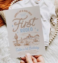 a person holding up a card that says, it's your first rodeo