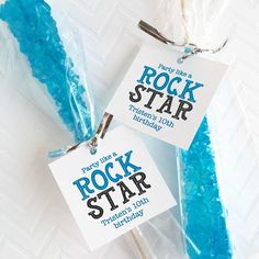 Party Like A Rock Star Rock Candy Tags Music Party Favors, Candy Tags, Pop Star Party, Dinner Party Gifts, Music Birthday Party, Rock And Roll Birthday