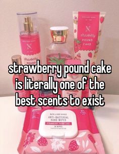 Strawberry Scent Aesthetic, Pov You Smell Like Strawberry, I Love Smelling Good, How To Smell Like Strawberries, Smell Good Aesthetic, Girly Things To Buy, Pink Self Care Aesthetic, Body Care Brands, Viking Hairstyles