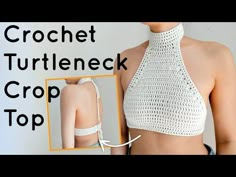 a crochet turtleneck crop top is shown