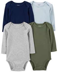 Multi Baby 4-Pack Long-Sleeve Bodysuits | oshkosh.com Body Verde, Carters Size Chart, Body Manga Longa, Carters Baby Boys, Carters Baby, Baby Outfits, Boys Long Sleeve, Girls Long Sleeve, Long Sleeve Bodysuit