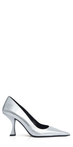 Sleek Silver Leather Heels, Chic Metallic Silver Leather Heels, Metallic Silver Leather Heels With Pointed Toe, Modern Metallic Silver Leather Heels, Leather Heels With Silver-tone Hardware And Pointed Toe, Baguette Bags, Silver Pumps, Corporate Fashion, Evolution Of Fashion