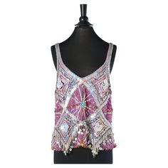 Full embroidered multicolor tank top Gai Mattiolo Couture NEW WITH TAG For Sale at 1stDibs Top Fabric, Tank Top, Fashion Outfits, Couture, Tank Tops, Tags, For Sale, Fabric, Clothes