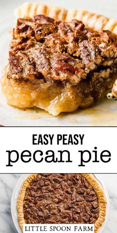 an easy pecan pie recipe with the title above it