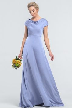 Modest Periwinkle Satin Bridesmaid Dresses with Pockets Steel Blue Bridesmaid Dresses Modest, Periwinkle Dress Bridesmaid, Lavender Satin Bridesmaid Dresses, Modest Blue Bridesmaid Dresses, Periwinkle Wedding Theme, Periwinkle Bridesmaid Dress, Periwinkle Gown, Periwinkle Bridesmaid, Periwinkle Bridesmaid Dresses