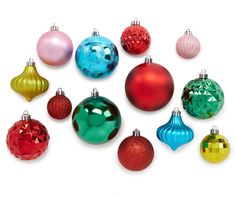 many different colored ornaments are arranged in a circle