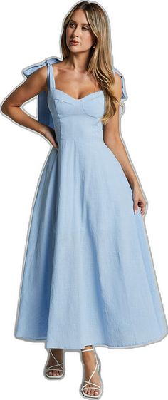 Summer Fitted Bodice Solid Midi Dress, Solid Color Midi Dress With Fitted Bodice For Summer, Solid Summer Midi Dress With Fitted Bodice, Summer Midi Dress With Fitted Bodice In Solid Color, Summer Off-shoulder Dresses With Ruched Bodice, Light Blue Strapless Midi Dress For Summer, Summer Midi Dress With Sweetheart Neckline And Tie Back, Chic Light Blue Strapless Midi Dress, Chic Strapless Light Blue Midi Dress