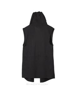 Black sleeveless jacket | Techwear Edgy Streetwear Vest For Spring, Sleeveless Techwear Vest, Functional Vest For Streetwear, Functional Streetwear Vest, Functional Sleeveless Vest For Streetwear, Black Sleeveless Techwear Vest, Functional Fall Streetwear Vest, Sleeveless Techwear Outerwear For Streetwear, Hooded Vest For Spring Streetwear