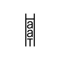 the word laot written in black ink on a white background