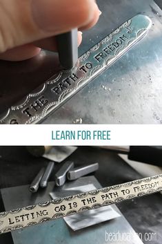 a person is cutting metal with scissors and some words on the side that read, learn for free letting co is the path to freedom