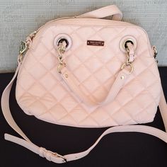 Brand New Kate Spade Purse Without Tags. Never Used. Beautiful Bag That Can Be Worn Many Ways. Retails For $300 But Deeply Discounted Due To Some Minor Ink Spots As Shown On The Last 3 Pictures. Other Specs And Size Shown On Last Page. Designer Blush Bag With Detachable Handle, Kate Spade Pink Bag With Top Carry Handle, Designer Blush Bag For Everyday Use, Kate Spade Bags With Detachable Strap For Errands, Luxury Kate Spade Bag With Adjustable Strap, Blush Crossbody Bag With Handles, Luxury Blush Shoulder Bag With Handles, Kate Spade Blush Bag For Shopping, Kate Spade Blush Shopping Bag