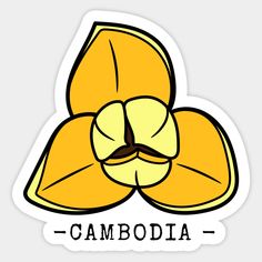 a yellow flower with the word cambodia written below it