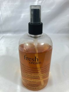 Philosophy Fresh Cream Body Spritz 480ml 16 FL Oz (3/4 Full) With Spray Pump Description Body Spritz Fresh Cream by Philosophy- 16oz Amber Bottle with Pump (3/4 Full) Features: Lot, Ammonia-Free, Cruelty-Free/No Animal Testing, Long Lasting Type: Body Spray Made in USA Philosophy Fresh Cream, Bath And Body Works Perfume, Shower Skin Care, Amber Bottles, Cream Body, Smell Goods, Pretty Skin Care, Perfume Scents, Perfume Lover